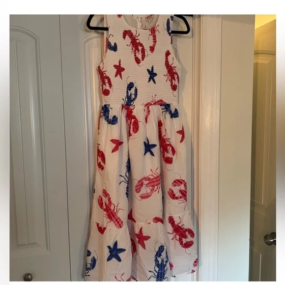 J. Crew White Dress with Red & Blue Lobster Print - Picture 4 of 7